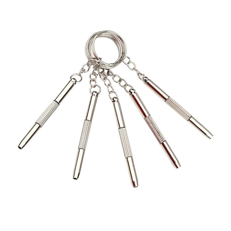 ReNext 5PCS/Set 3 in 1 Aluminum Steel Eyeglass Screwdriver Set, Flat/Phillips/Torx Head, Portable Keychain Screwdriver for Glasses, Sunglasses, Watches Repair - Image 1